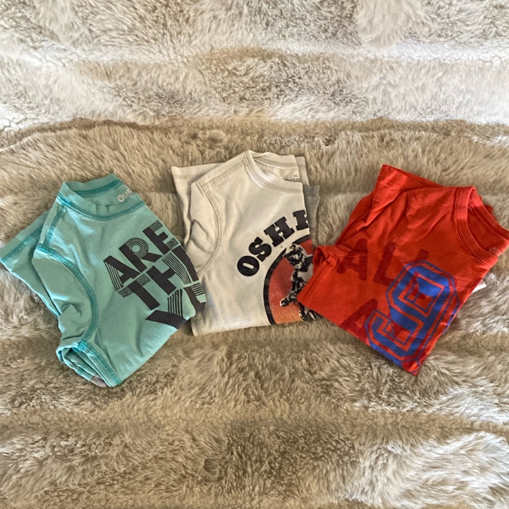 Bundle | OshKosh B'gosh Long Sleeve Tees - Blue, White, Red | Boys 5/6
